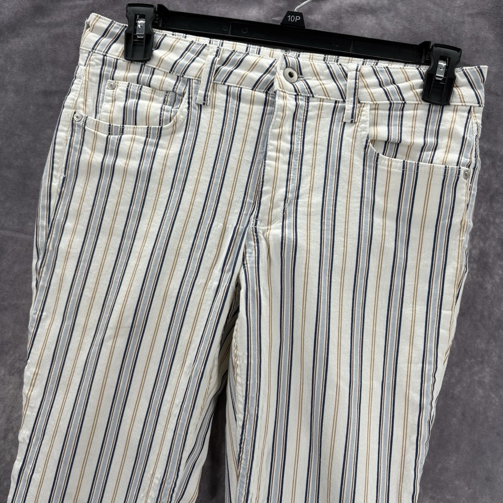 Anthropologie Striped Boot Cut Jeans in Cream, Navy & Tan